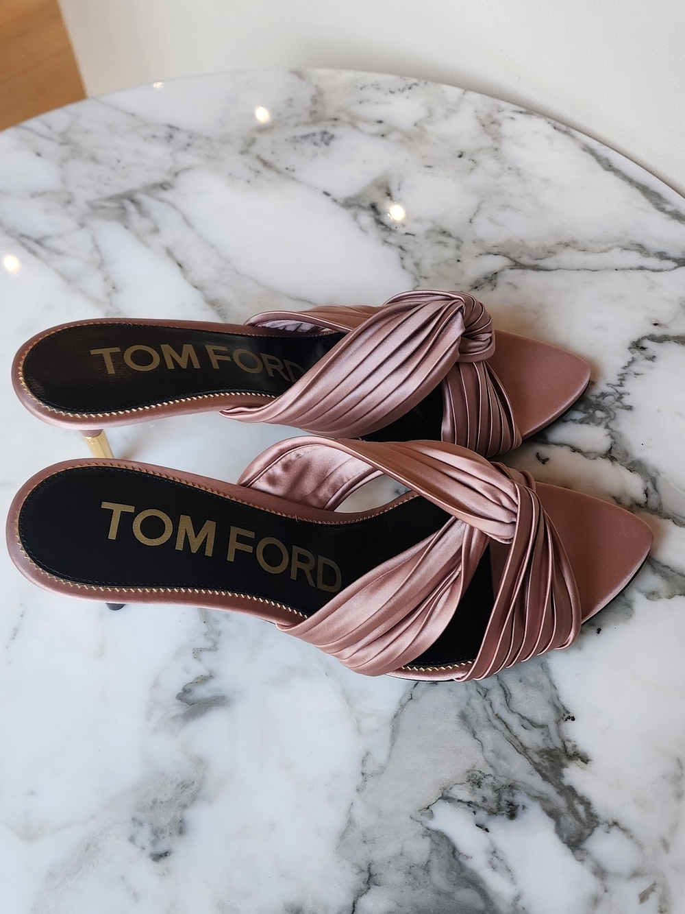 Tom Ford Pink Satin Knotted Slip On Slide Mule Size 37.5 - Picture 4 of 11